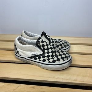 Vans black and white checkered toddler platform shoes